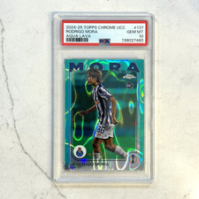 2024-25 Topps Chrome RODRIGO MORA Rookie Aqua Lava Refractor Rc /199 PSA 10