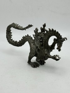 Dragon Figurine Mixed Metals Red Eyes 2 7/8” Tall 5 .25” Long