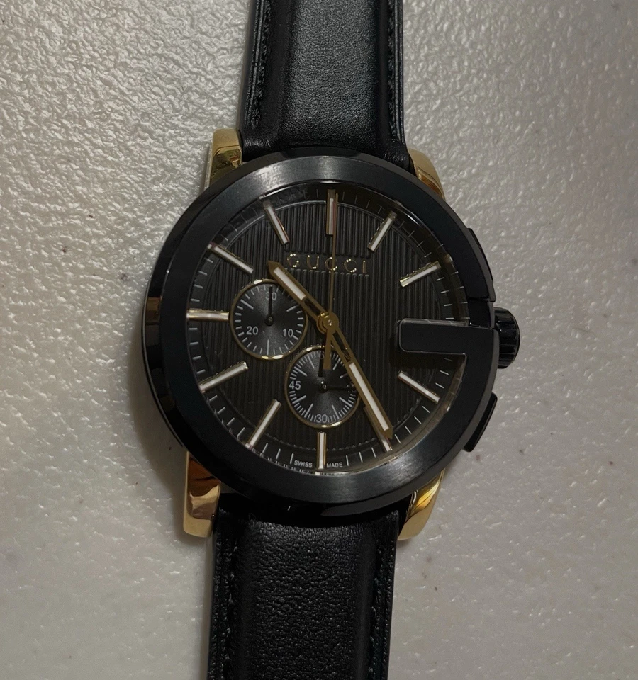 Preowned Gucci YA101203 Men’s Black DialSwiss Quartz 44mm Watch Leather Strap - Image 3 of 4