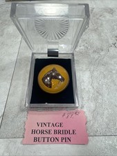 Bridle Rosette/Button Glass Dome Vintage Horse Head Decoration Equine