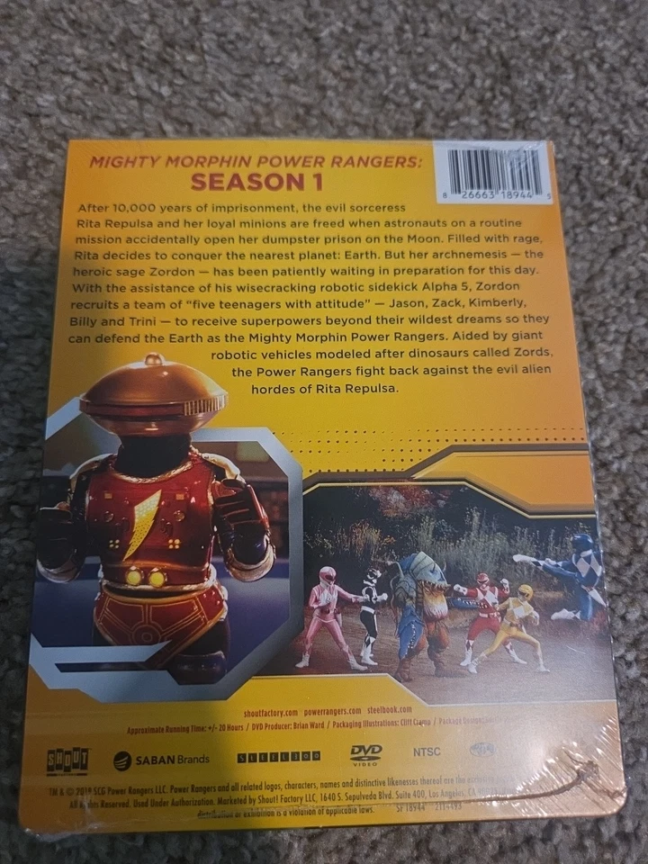 Mighty Morphin Power Rangers Season 1 -3 DVD Steelbook Shout Factory OOP SEALED - Image 3 of 4