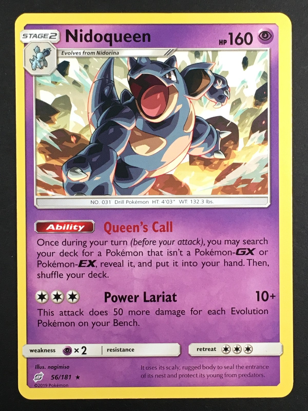 Pokemon TCG Nidoqueen Regular Rare SM - Team Up 56/181 NM
