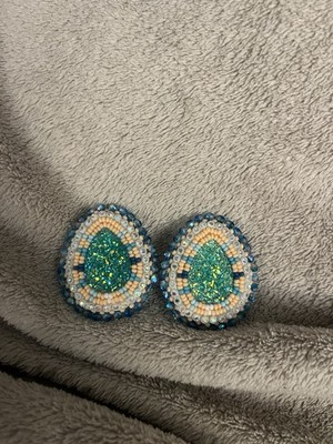 Contemporary Native American Feed Work Earrings