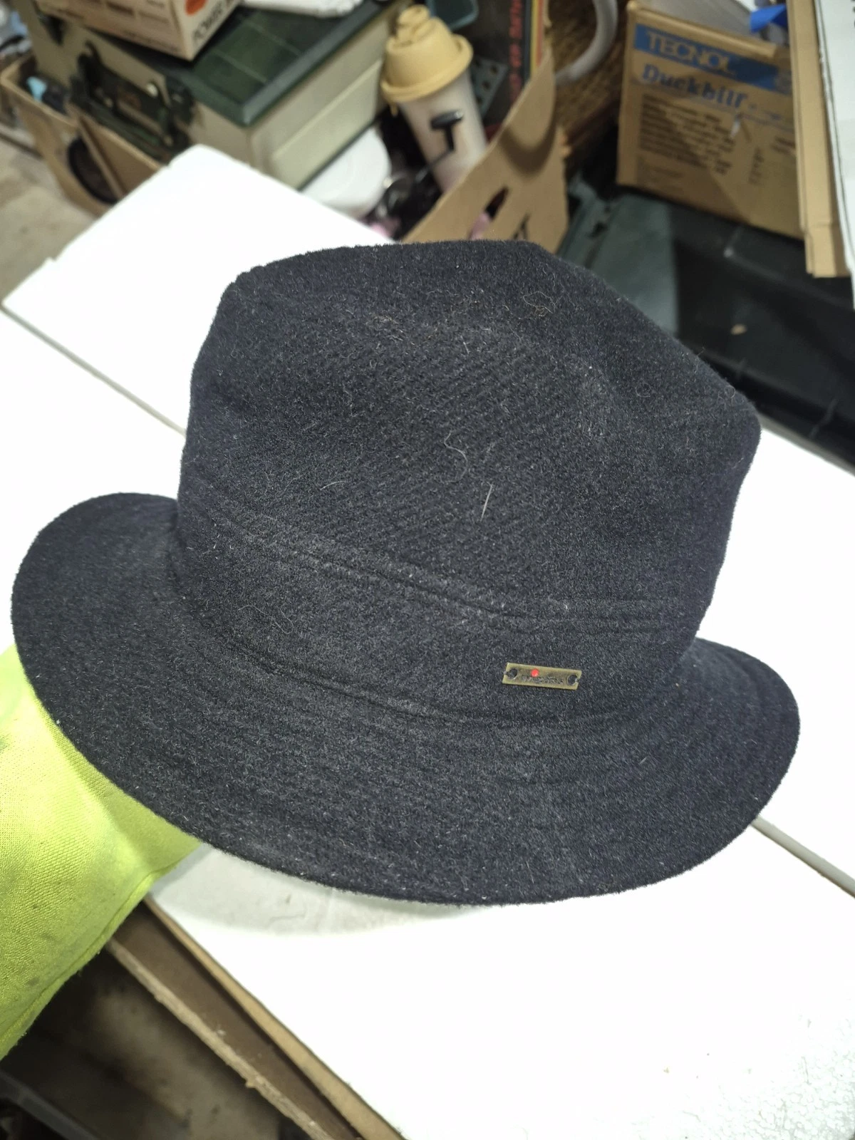 Wigens Bucket Hat Size 58, 7 1/4 in Black Wool w/ear & neck flaps