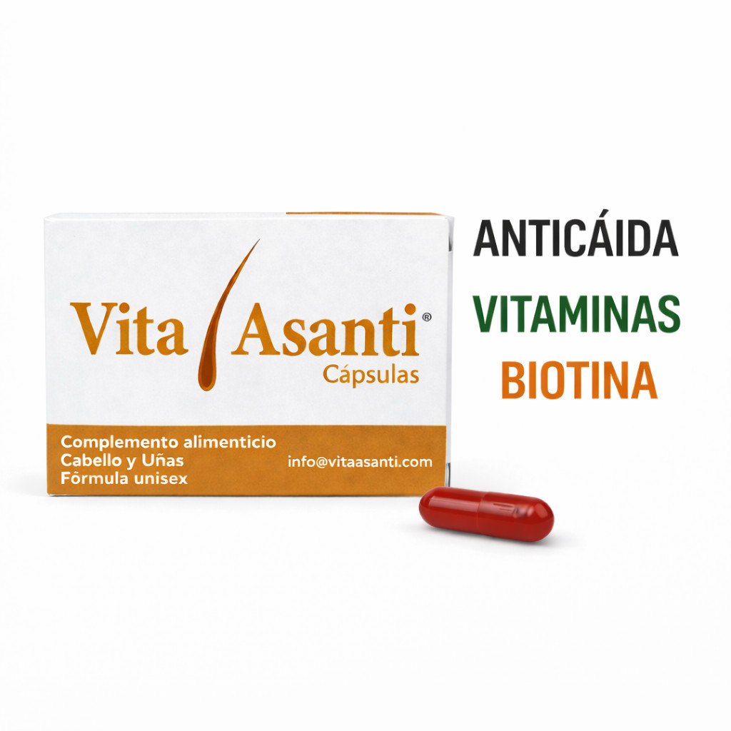 Vita Asanti Anticaída Cabello |3 Bloqueadores DHT | Vitaminas Cabello unisex