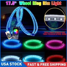 4x 17.5'' RGB Wheel Ring Lights LED Light For Truck Car Rim Lights Bluetooth APP