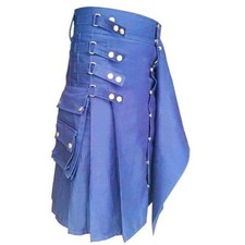 Blue Hybrid Kilt with Interchangeable Front Apron