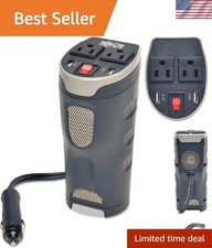Portable 200W Car Power Inverter - Fits in Cup Holder  Charges Multiple Devices