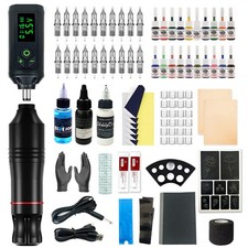 Wireless Tattoo Gun Kit Complete Rotary Pen Machine With Power Supply Ink Needle