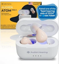 Audien ATOM PRO 2 Wireless Rechargeable OTC Hearing Aid, Premium