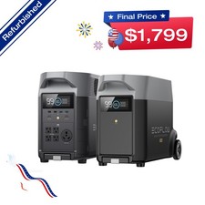 EcoFlow DELTA Pro Power Station+Extra Battery 7200Wh Certified Refurbished, LFP