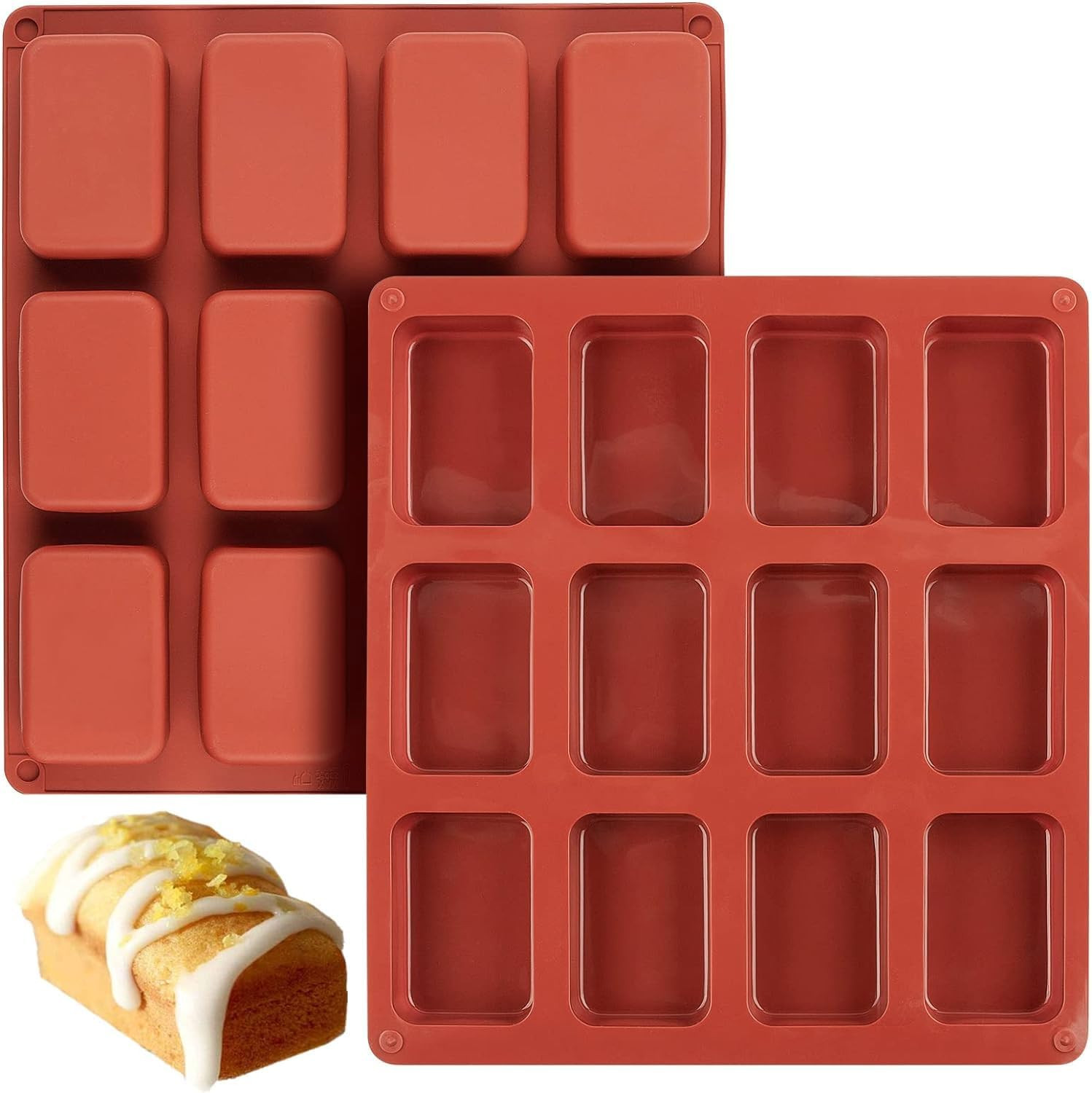 Mini Loaf Pan, 2PCS 12-Cavities Non-Stick Mini Brownie Baking Tin, Mini Bread Pa