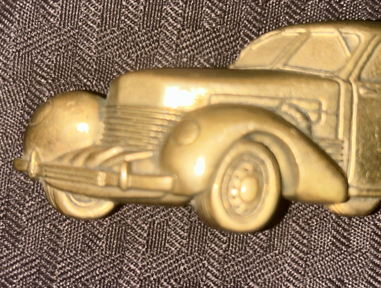 Solid Brass Baron Buckle Rare 1936 Cord Model 810… - image 2