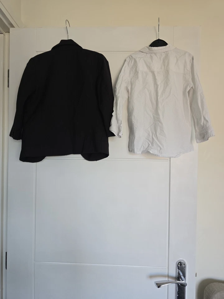 H&M Boys Black Pinstripe Blazer & White Formal Shirt. Used. Size 2-3 Years. - Image 4 of 4