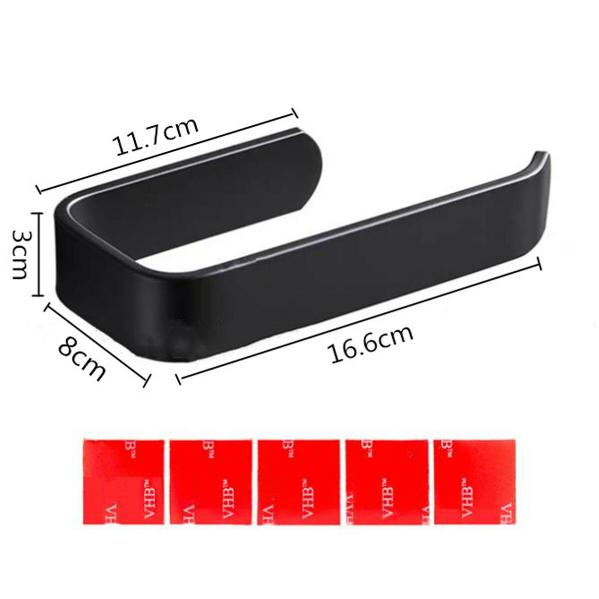 Black Bathroom Towel Toilet Paper Roll Holder Rack Self Adhesive Wall