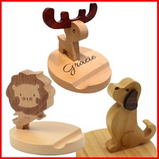 Cell Phone Stand Wooden Deer Dog Lion Tablet Mount Desktop Holder Cradle Dock