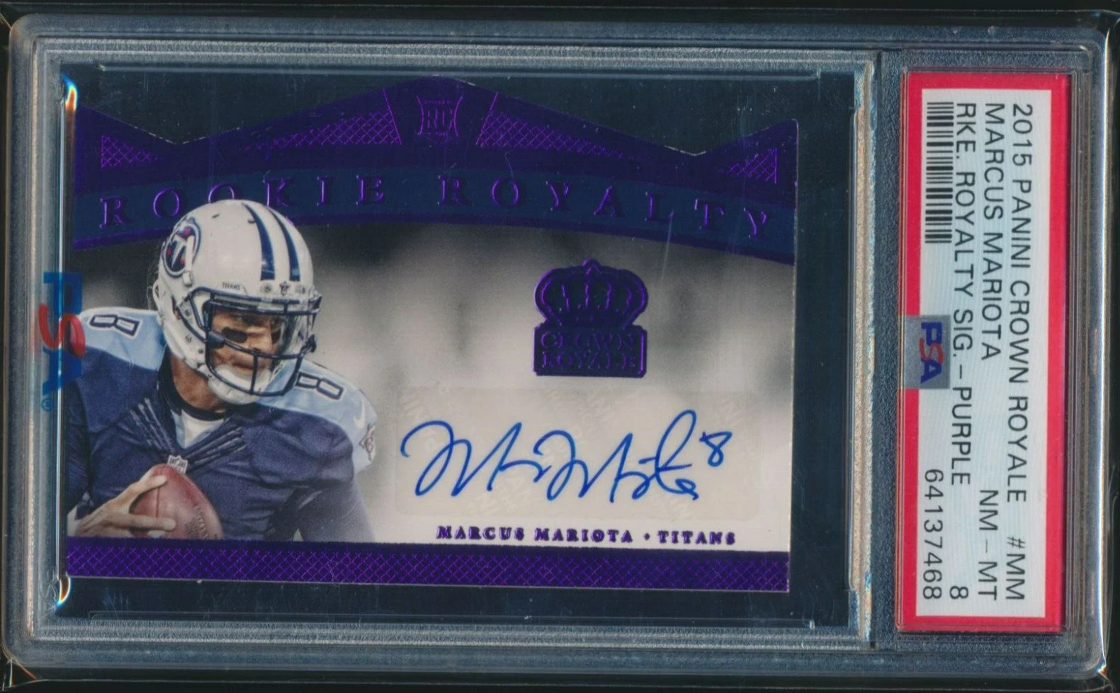 Marcus Mariota Panini Crown Royale Rookie Royalty Signatures #MM Purple