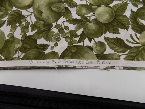 Cotton Fabric Bordeaux P&B Textiles Dark Green Apple 2002 Remnant 31"w X 54"L - Picture 2 of 2