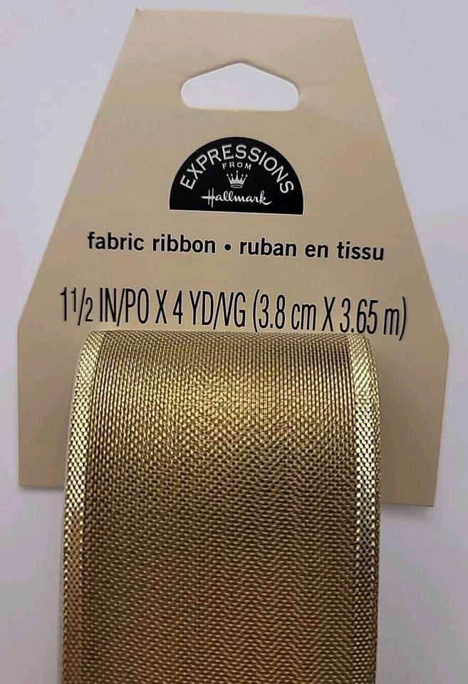 Hallmark Gold Luster Sheen Fabric Ribbon 1.5"x4yds Bow Gift Wrap Holiday Craft - Image 2 of 4