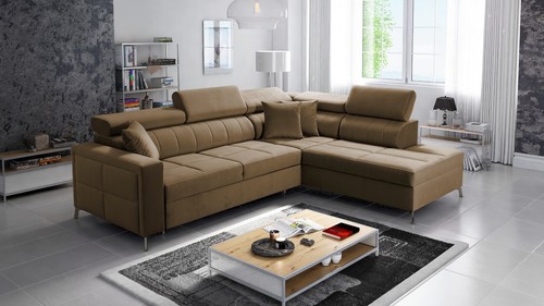 Ecksofa mit Schlaffunktion Simi III Maxi L-Form Sofa mit Bettkasten Samtoptik 26 - Bild 12 von 33