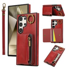 For Samsung Galaxy S24 Ultra S23 S22 S21 FE/ Zipper Wallet Case with Kickstand