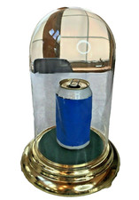 Vintage Glass Dome Bell Jar Cloche Specimen Display w Metal Base 11.5" T Gold