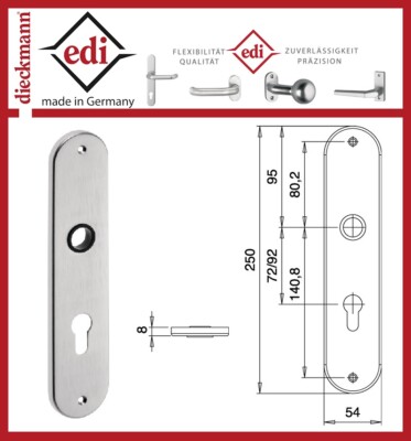 EDI Türschild oval /Renovierschild 206 Z Edelstahl F00 PZ Entfernung 72mm 2 Stk.