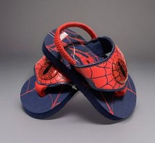 NEW Marvel SPIDER-MAN Toddler Boys' Light-Up Sling-Back Flip-Flop Sandals SZ 5/6