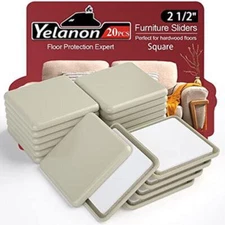 Yelanon Furniture Sliders - 20 pcs-2 1/2” Black Square Furniture Sliders for Car