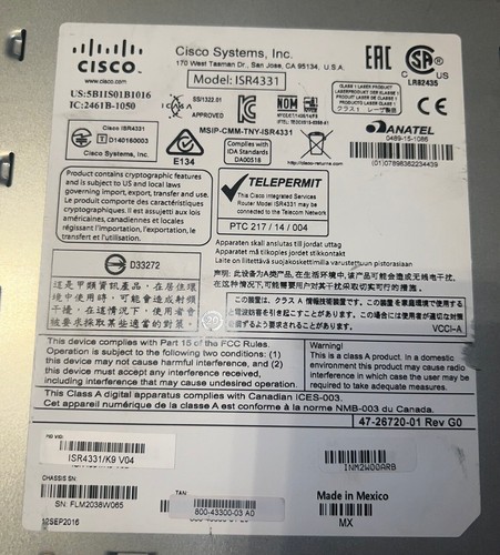 Cisco ISR4331/K9 V04 Integrated Services Router ISR4331 - WORKING/TESTED! - Picture 5 of 6