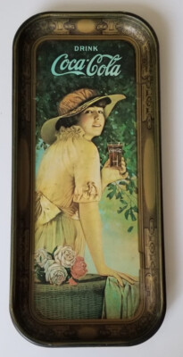 Vintage 1972 Coca-Cola Advertising  Metal Tray After 1916 Elaine 19x8 