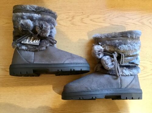 Ella Grey Faux Suede Winter Boots, BNWT, Size: 4, Eur 37, Warm - Picture 1 of 3