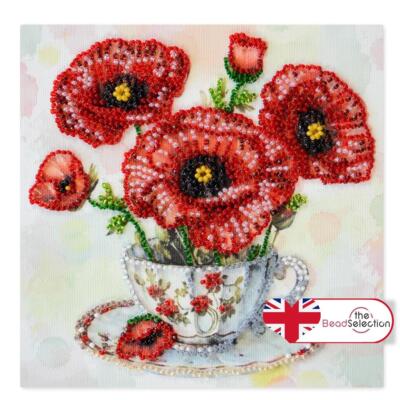 INSPIRED MORNING POPPY'S ABRIS ART PERLENSTICKEREI SET 15cm x 15cm (AM-250)