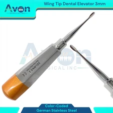 Animal Tooth Extraction Dental Elevator, Wing Tipped, Str, Color Handle, 3mm Tip