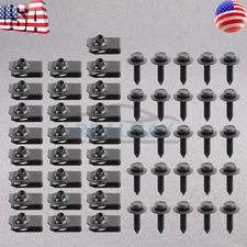 Fender Bolts & U Nuts Clips 1/4"-20 M6 Washer Hex Head Kit Body 50PCS