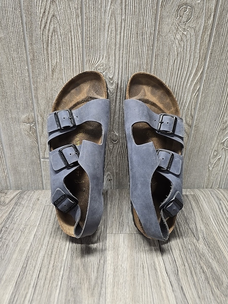Birkenstock Womens Milano Strap Sandal Blue Gray Suede Size EUR 44