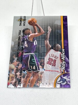 1998-99 Topps Finest Ray Allen #8 Milwaukee Bucks HOF w/ peel