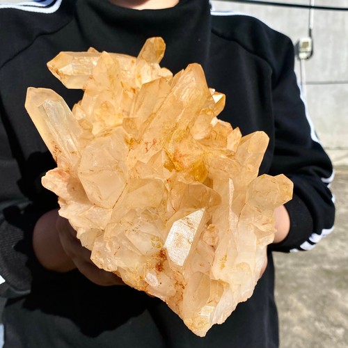4.1LB Natural white crystal cluster quartz yellow cortical mineral sample - - Picture 12 of 14
