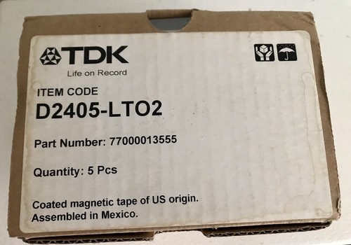NIB TDK LTO Ultrium 2 200/400GB Data Cartridge 5 Pack - Afbeelding 5 van 11