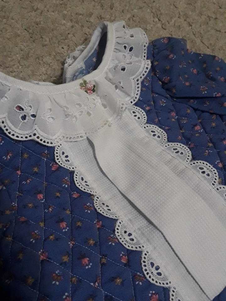 VTG Evy Of California Quilted Blue Floral Calico Pant & Top Outfit Girls 2T - Image 4 of 4