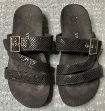 VIONIC Rio Lizard US 10 Wide Women’s Black Snake Print Adjustable Straps