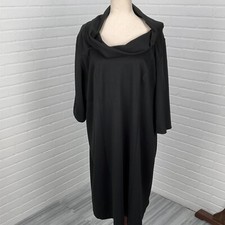 Lane Bryant Dress Women 22-24 Black Knit Big Cowl Shift Comfort Classic