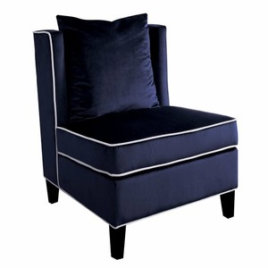 Bowery Hill Velvet Accent Chair in Dark Blue 680270542280 ...