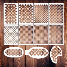 11 Pcs Fish Scale Stencil Face Painting Reusable Templates for Makeup Painting