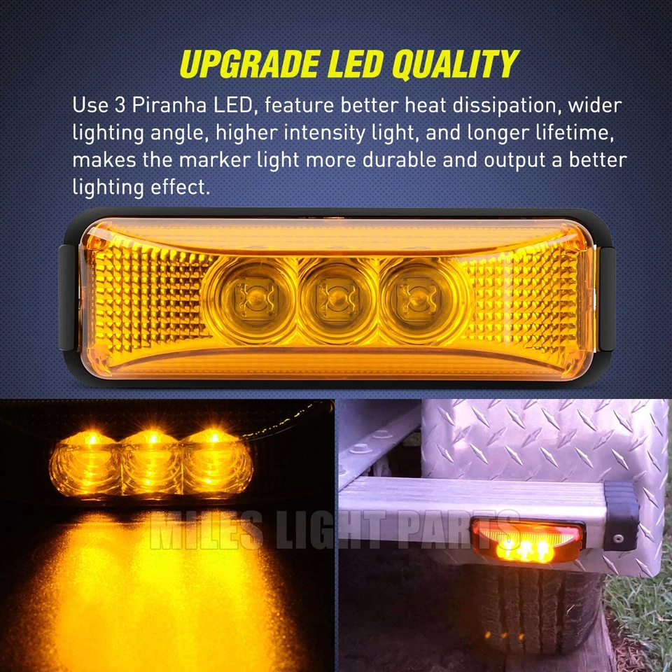 6x LED 12V 24V LKW Seitenmarkierungsleuchte Begrenzungsleuchten Gelb Anhänger - Bild 2 von 4