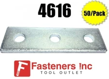 (QTY 50) 3-Hole Flat Splice Plate for Unistrut / B-Line Channel #4616 P1066