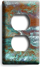 RUSTED WORNOUT RUSTIC COPPER GREEN PATINA LOOK NOT METAL LIGHT SWITCH OUTLET ART