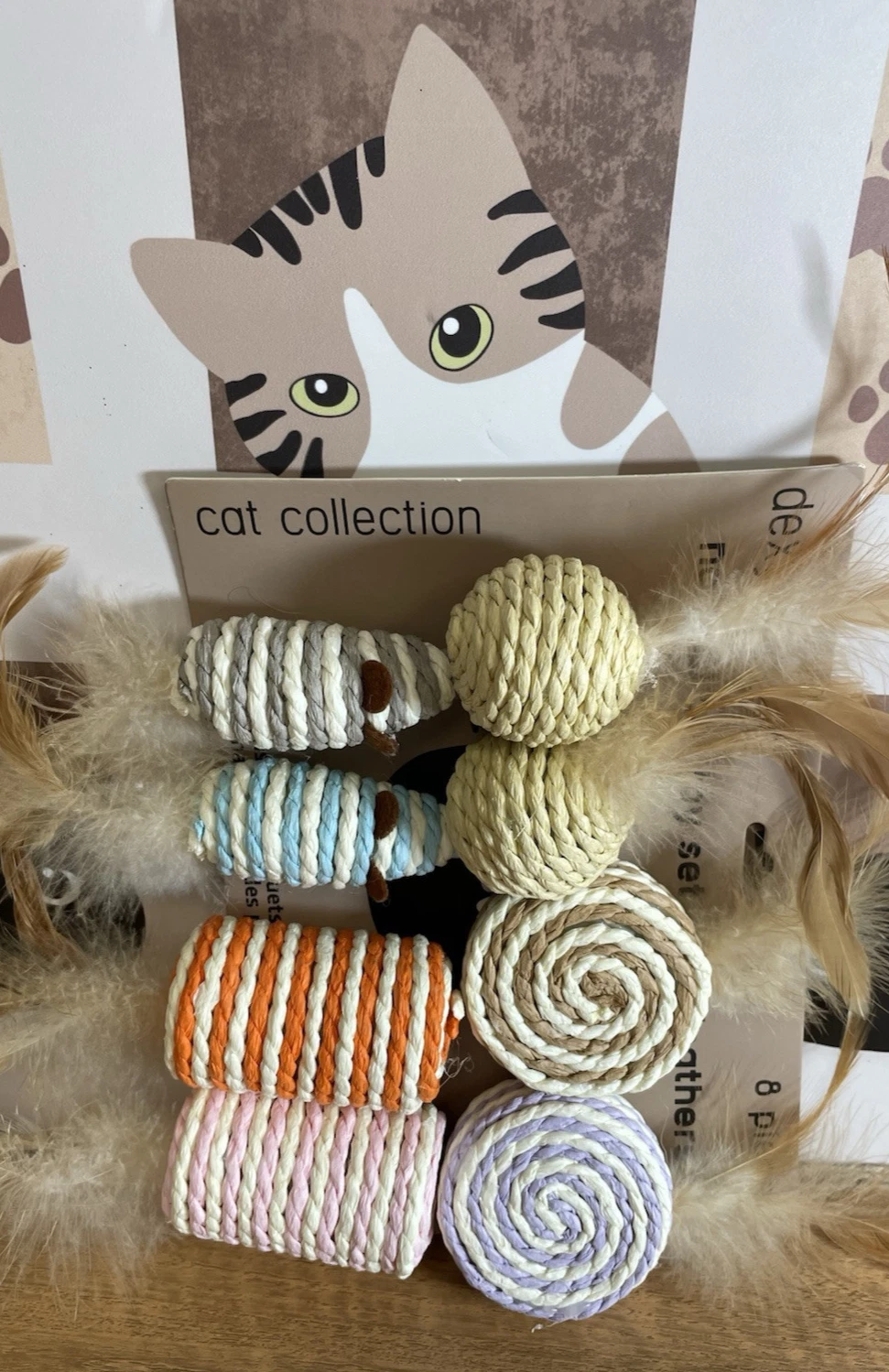 Cat Toy Set Sisal & Faux Feather 8 Piece Set by Dexypaws Kitty 1.25-2.75" NEW
Opens in a new window