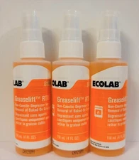 Ecolab Greaselift Non-Caustic Degreaser - 3 Pack RTU 4oz Spray Bottles 6100319