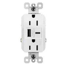 Legrand 125-Volt Weather Resistant Outdoor Outlet w/ 6.0 Amp Type A/C USB White